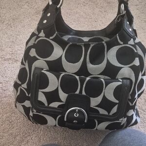 Coach Black And Grey Monogram F24742